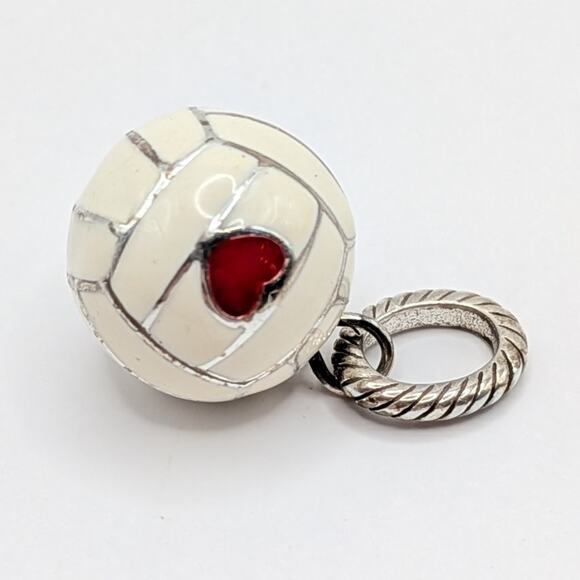 Brighton Love Volleyball Enamel Ball with Heart Sports Coach Charm Pendant - Picture 2 of 5